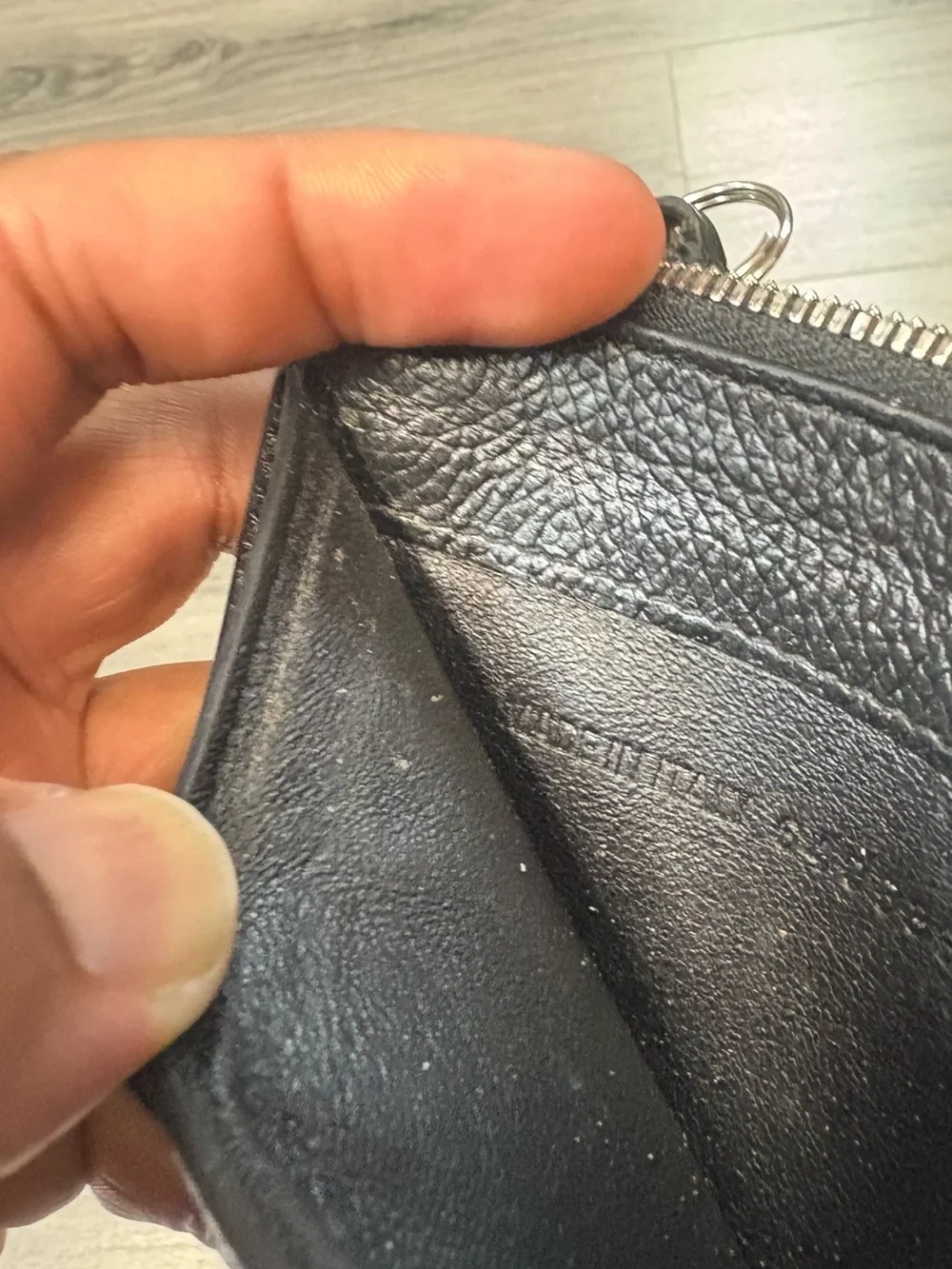 Balenciaga Black Leather PARIS Zip Card Pouch